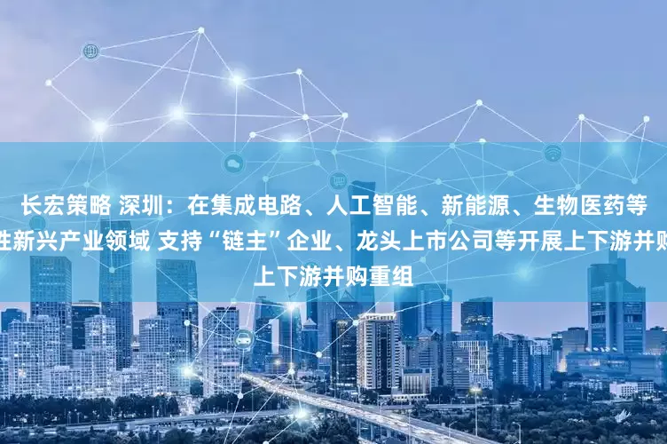 长宏策略 深圳：在集成电路、人工智能、新能源、生物医药等战略性新兴产业领域 支持“链主”企业、龙头上市公司等开展上下游并购重组